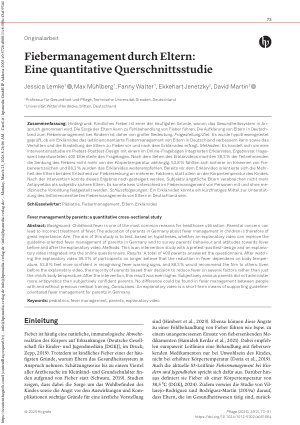 Vorschauseite 1: Fiebermanagement durch Eltern: Eine quantitative Querschnittsstudie