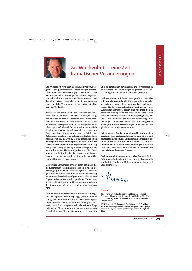Vorschauseite 1: Das Wochenbett - eine Zeit dramatischer Veränderungen