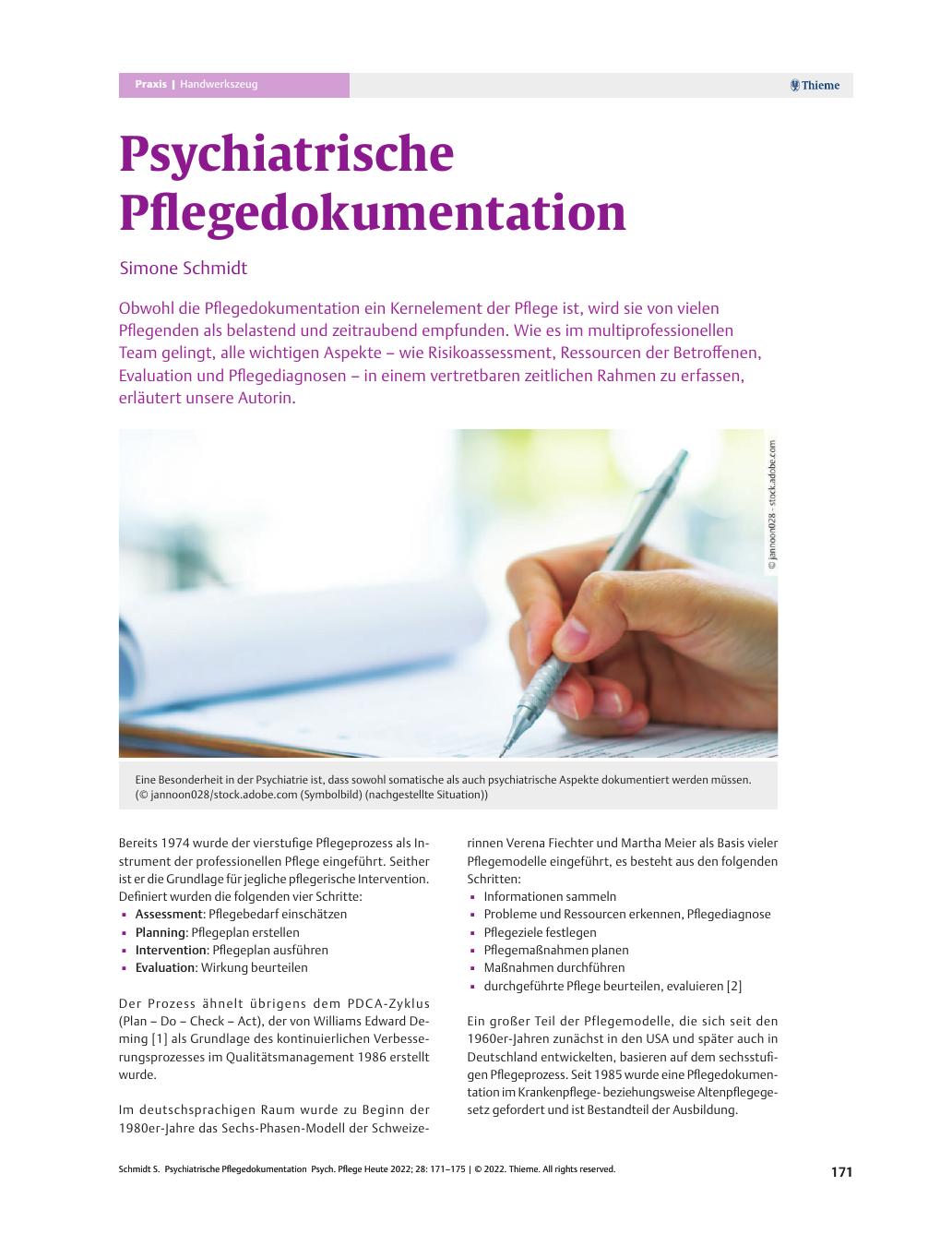 Vorschauseite 1: Psychiatrische Pflegedokumentation
