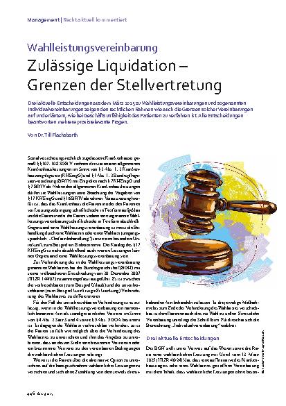 Vorschauseite 1: Wahlleistungsvereinbarung Zulässige Liquidation – Grenzen der Stellvertretung