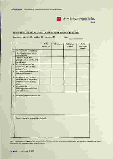 Vorschauseite 5: Videobasierte Inhalationsschulung am Patientenbett - Qualitätssicherung und Akzeptanz