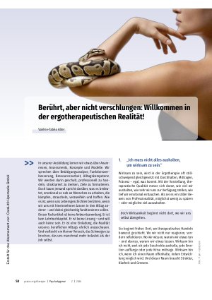 Vorschauseite 1: Berührt, aber nicht verschlungen: Willkommen in der ergotherapeutischen Realität!
