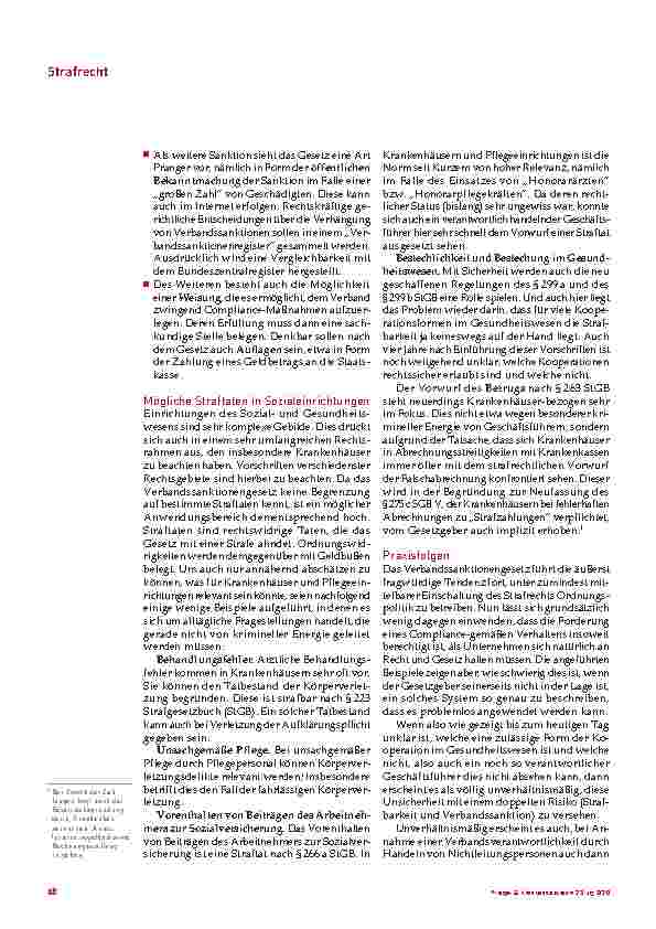 Vorschauseite 3: Das Verbandssanktionengesetz – Neue Herausforderungen für Kliniken & Heime