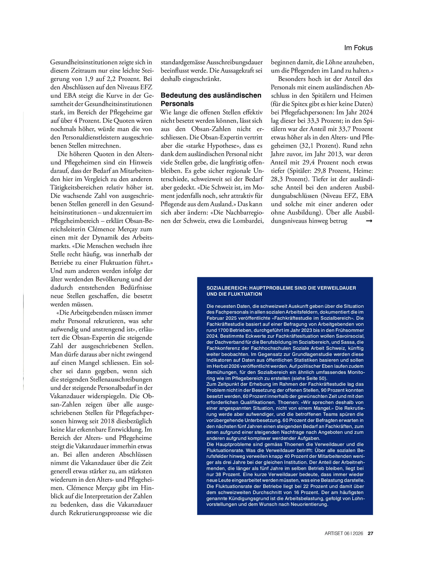 Vorschauseite 3: Ein nationales Monitoring gibt Einblick in die Situation der Pflegenden