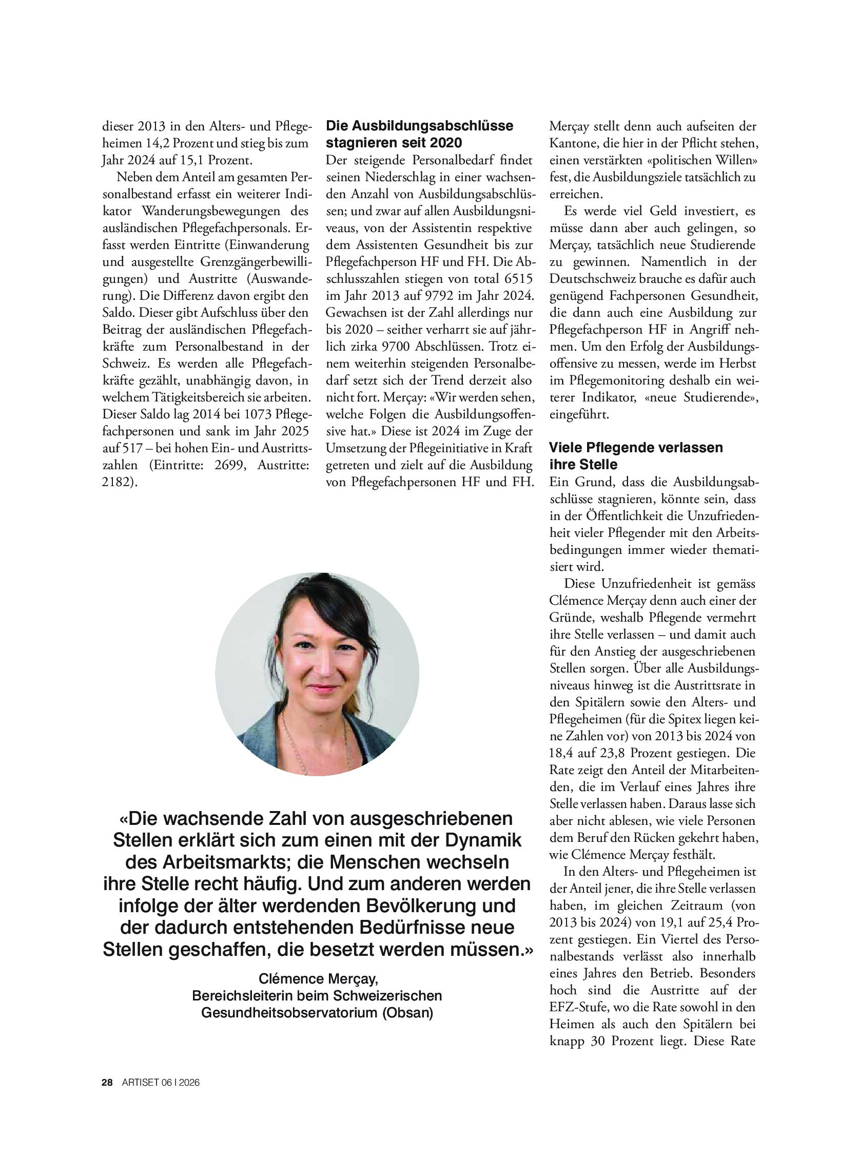 Vorschauseite 4: Ein nationales Monitoring gibt Einblick in die Situation der Pflegenden