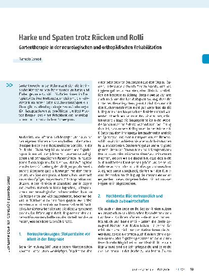 Vorschauseite 1: Harke und Spaten trotz Rücken und Rolli: Gartentherapie in der neurologischen und orthopädischen Rehabilitation