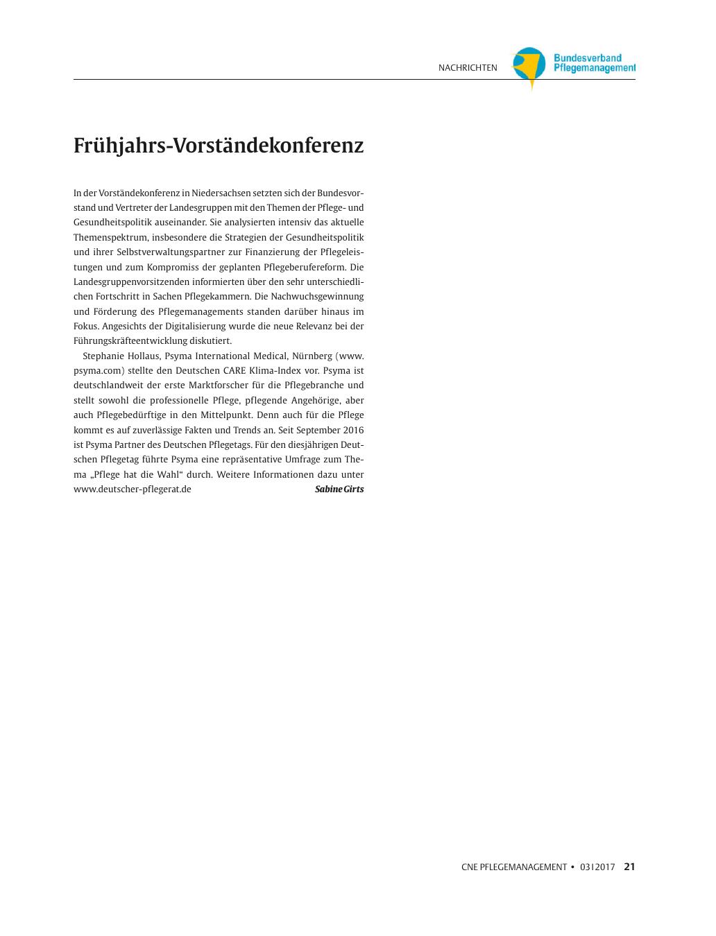 Vorschauseite 1: Frühjahrs-Vorständekonferenz