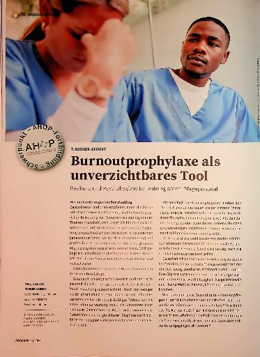Vorschauseite 1: Burnoutprävention als unverzichtbares Tool: Resilienz und Psychohygiene bei onkologischem Pflegepersonal