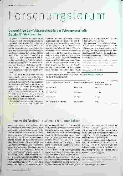 Vorschauseite 1: Übermäßige Gewichtszunahme in der Schwangerschaft: Gefahr für Makrosomie