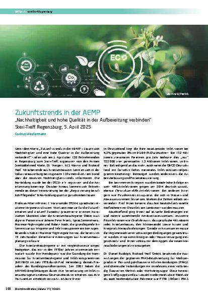 Vorschauseite 1: Zukunftstrends in der AEMP „Nachhaltigkeit und hohe Qualität in der Aufbereitung verbinden“ Steri-Treff Regensburg, 5. April 2025