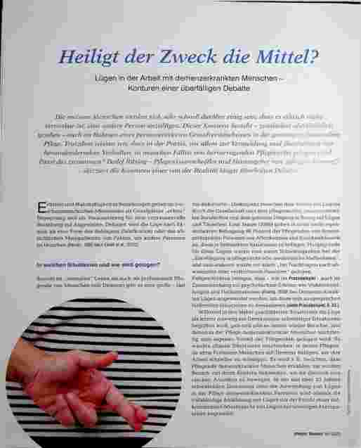 Vorschauseite 1: Heiligt der Zweck die Mittel? Lügen in der Arbeit mit demenzerkrankten Menschen - Konturen einer überfälligen Debatte