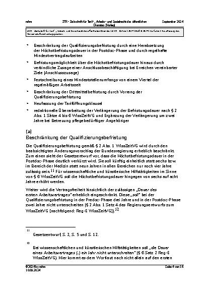 Vorschauseite 4: Novellierung des Wissenschaftszeitvertragsgesetzes