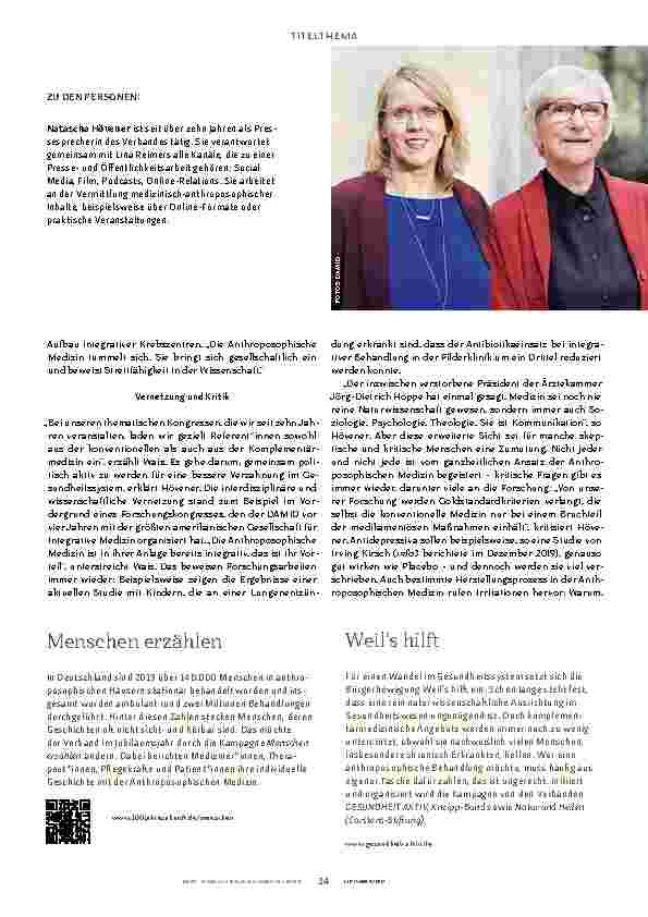 Vorschauseite 3: Die Anthroposophische Medizin tummelt sich.