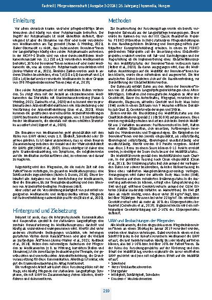 Vorschauseite 2: Erkennen Pflegende mögliche unerwünschte Arzneimittelwirkungen? Eine Analyse der Dokumentation in der stationären Langzeitpflege.