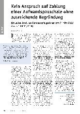 Vorschauseite 1: Kein Anspruch auf Zahlung einer Aufwandsentschädigung ohne ausreichende Begründung.