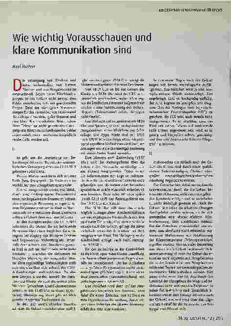 Vorschauseite 1: Wie wichtig Vorausschauen und klare Kommunikation sind.