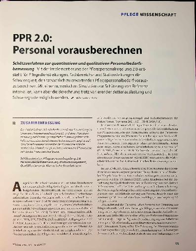 Vorschauseite 1: PPR 2. 0: Personal vorausberechnen