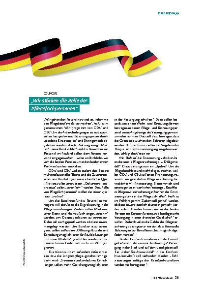Vorschauseite 2: Was die Parteien für die Pflege planen
