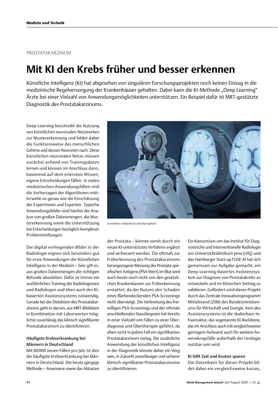Vorschauseite 1: Prostatakarzinom: Mit KI den Krebs früher und besser erkennen