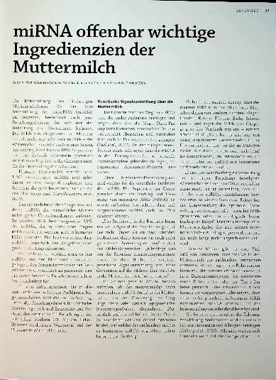 Vorschauseite 1: miRNA offenbar wichtige Ingredienzien der Muttermilch