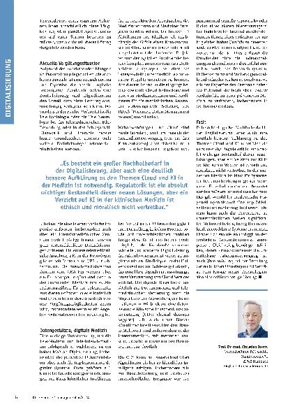 Vorschauseite 3: Ein Verzicht auf KI in der klinischen Medizin ist nicht vertretbar. Schlüsselfertige Digitalisierung durch Telemedizin-Netzwerke in Deutschland.