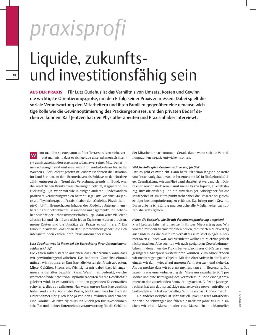 Vorschauseite 1: Aus der Praxis? Liquide, zukunftsund investitionsfähig sein