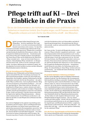 Vorschauseite 1: Pflege trifft auf KI – Drei Einblicke in die Praxis
