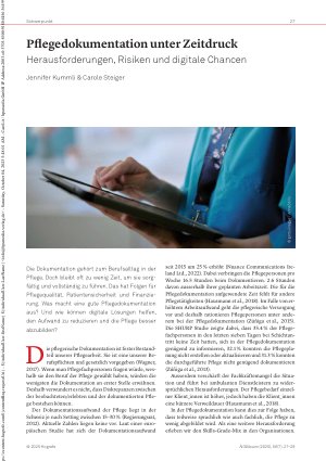 Vorschauseite 1: Pflegedokumentation unter Zeitdruck Herausforderungen, Risiken und digitale Chancen