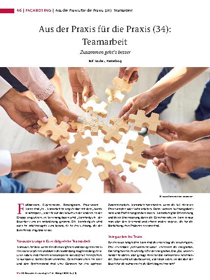 Vorschauseite 1: Aus der Praxis für die Praxis (34): Teamarbeit Zusammen geht s besser