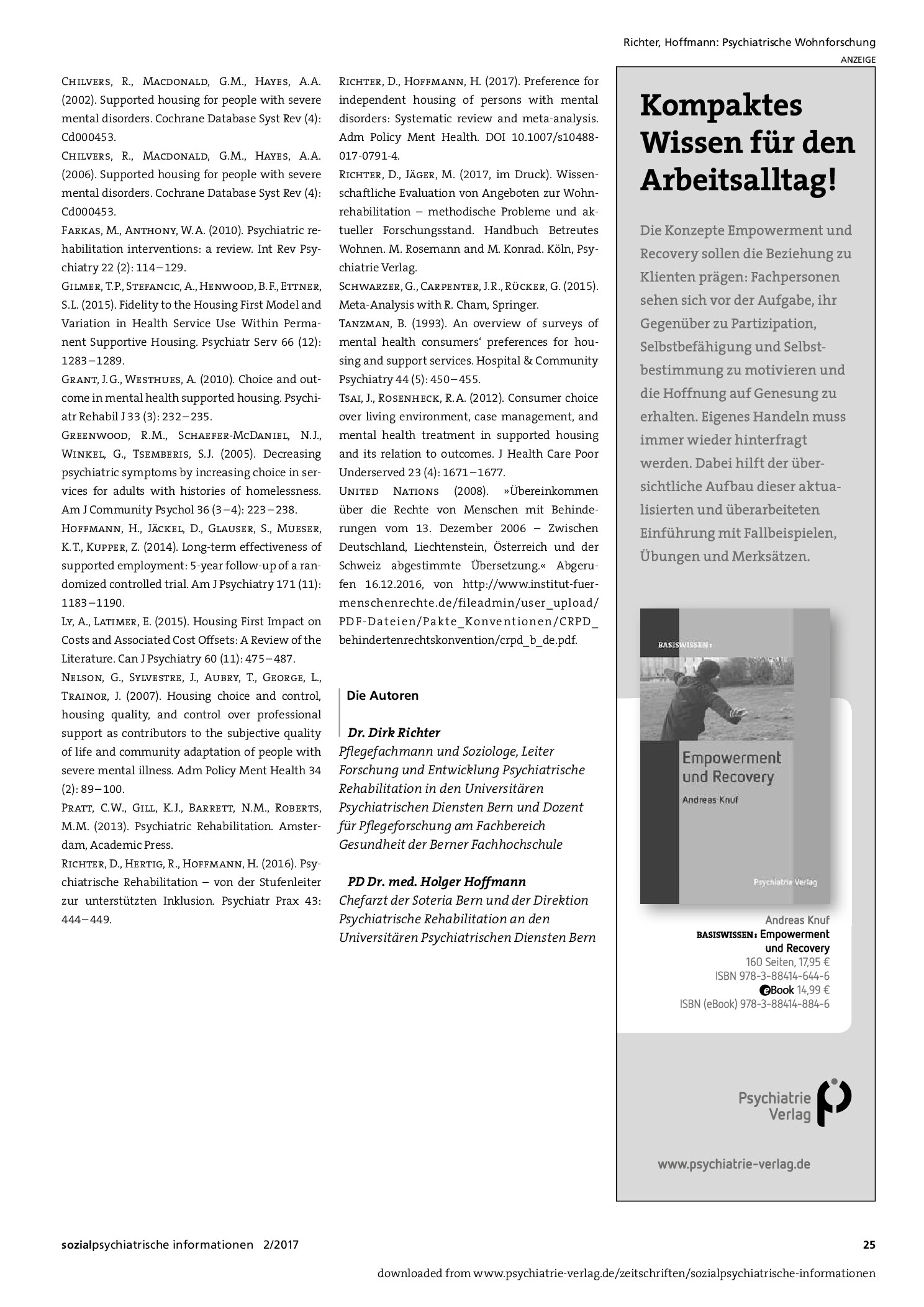 Vorschauseite 5: Psychiatrische Wohnforschung. Der Nutzen systematischer Übersichten und Meta-Analysen