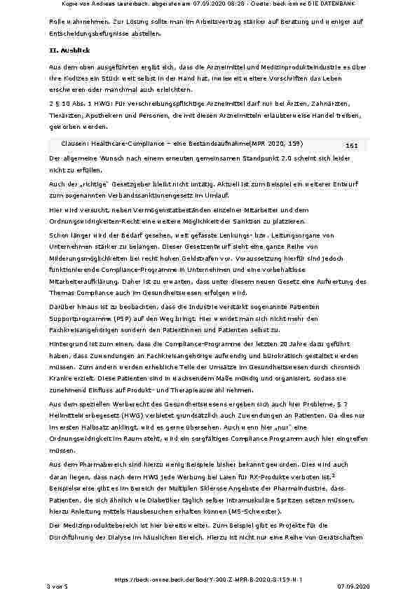 Vorschauseite 3: Healthcare-Compliance – eine Bestandsaufnahme