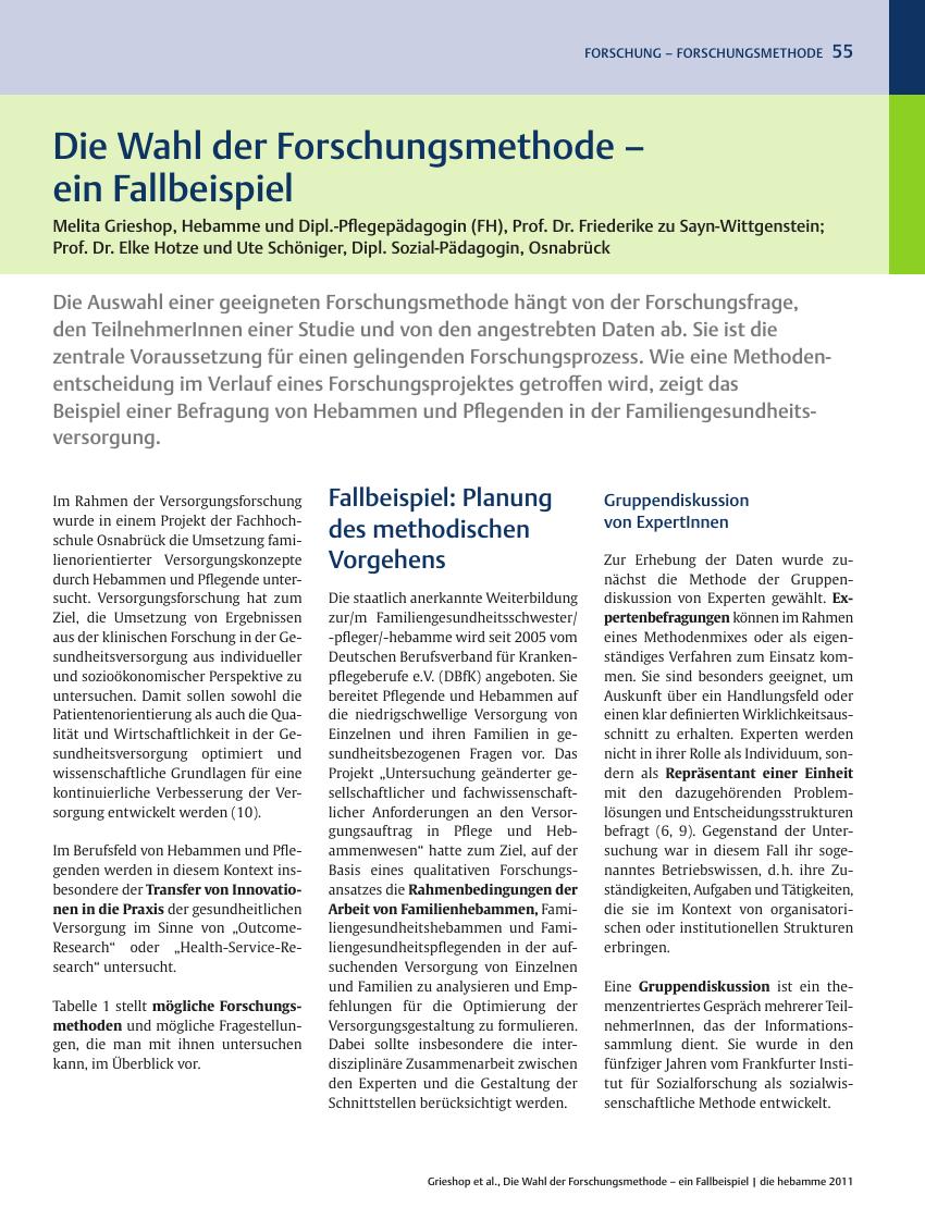 Vorschauseite 1: Die Wahl der Forschungsmethode – ein Fallbeispiel