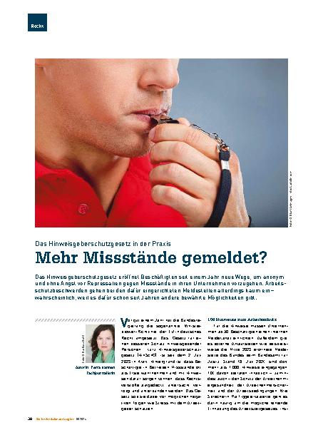 Vorschauseite 1: Das Hinweisgeberschutzgesetz in der Praxis: Mehr Missstände gemeldet?