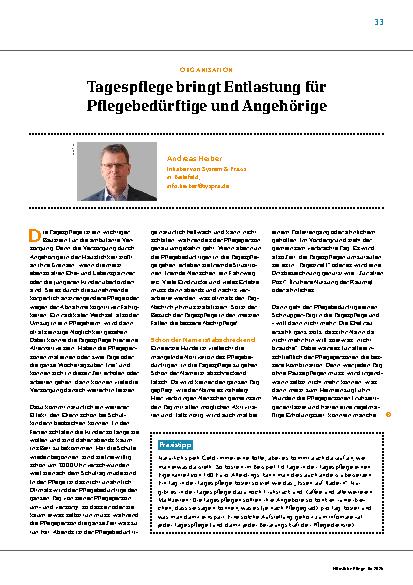 Vorschauseite 1: Tagespflege bringt Entlastung für Pflegebedürftige und Angehörige