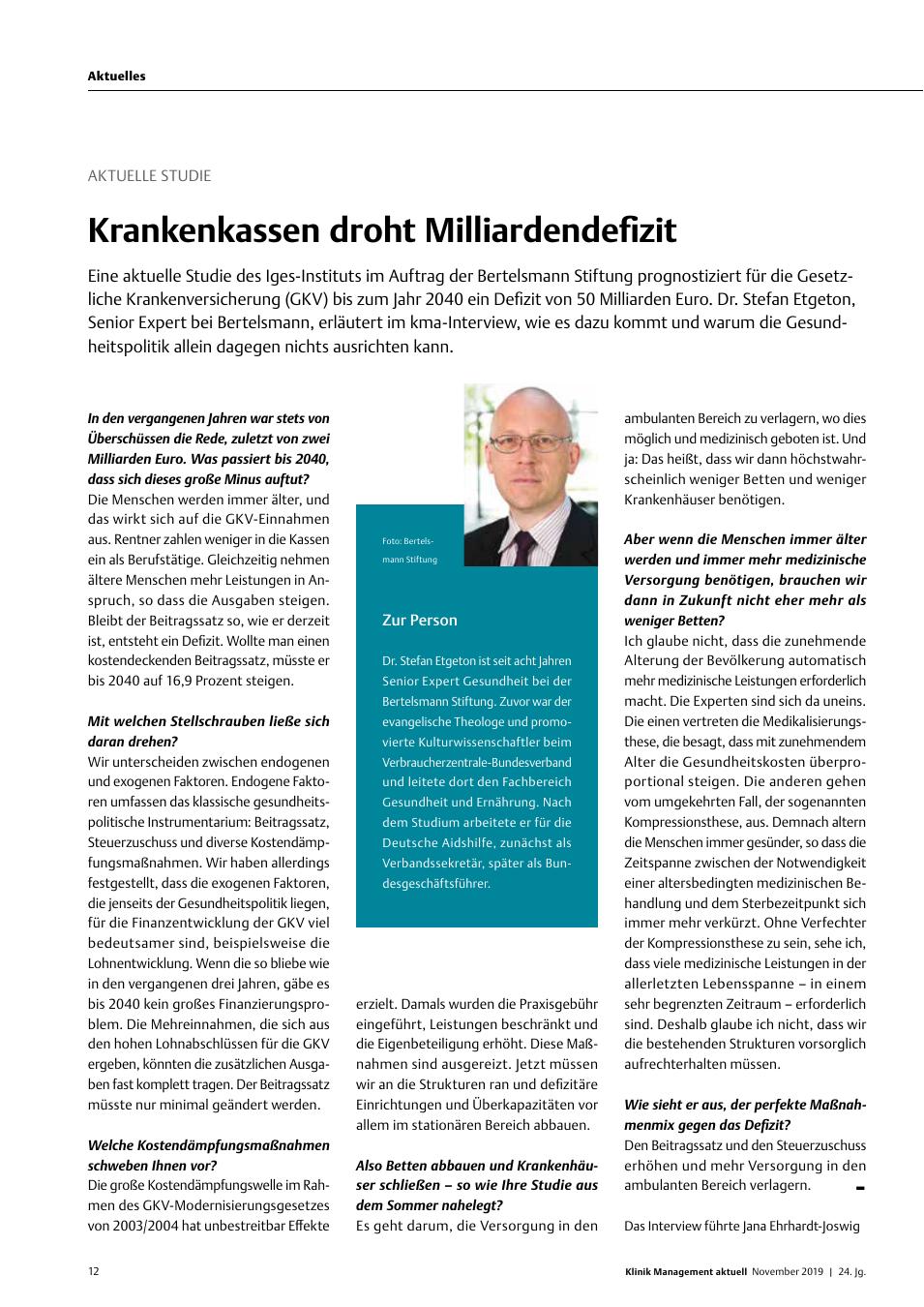 Vorschauseite 1: Aktuelle Studie: Krankenkassen droht Milliardendefizit