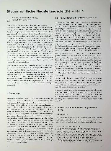 Vorschauseite 1: Steuerrechtliche Nachteilsausgleiche - Teil 1