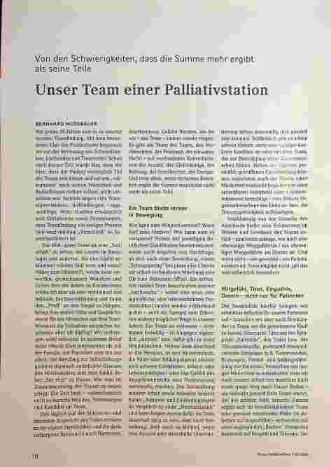 Vorschauseite 3: Von den Schwierigkeiten, dass die Summe mehr ergibt als seine Teile. Unser Team einer Palliativstation.