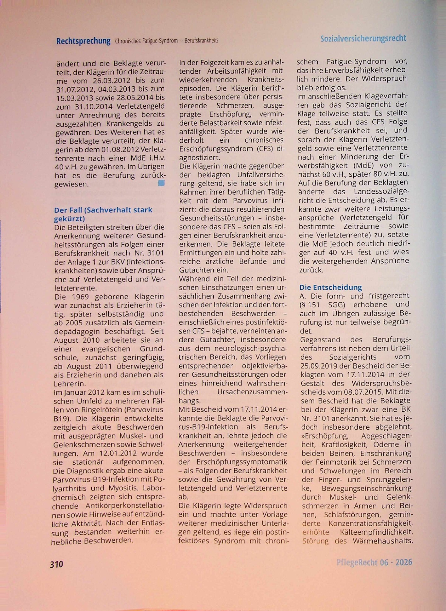 Vorschauseite 2: Chronisches Fatigue-Syndrom – Berufskrankheit?