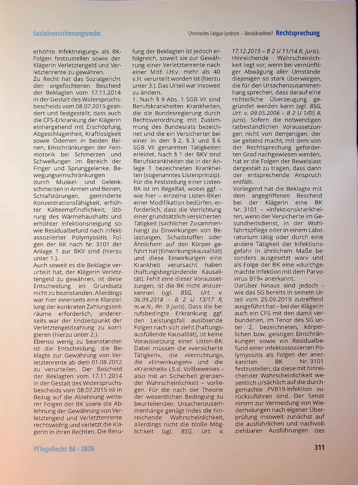 Vorschauseite 3: Chronisches Fatigue-Syndrom – Berufskrankheit?