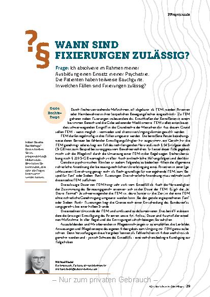 Vorschauseite 1: Wann sind Fixierungen zulässig?