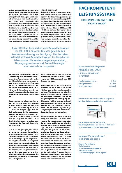 Vorschauseite 2: Ziel erkannt, aber der Weg ist noch unbestimmt Die gesundheitspolitische Agenda der schwarz-roten Koalition