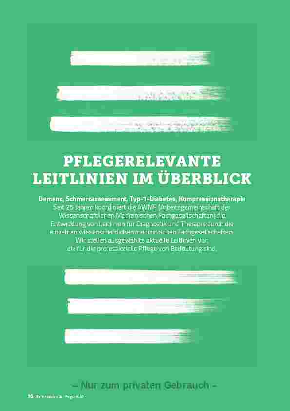 Vorschauseite 1: PFLEGERELEVANTE LEITLINIEN IM ÜBERBLICK