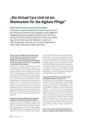 Vorschauseite 1: „Die Virtual Care Unit ist ein Meilenstein für die digitale Pflege“