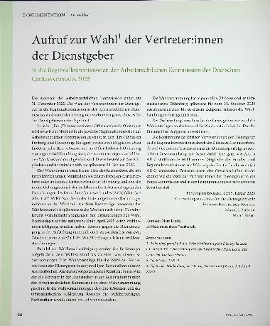 Vorschauseite 1: Aufruf zur Wahl1 der Vertreterinnen der Dienstgeber