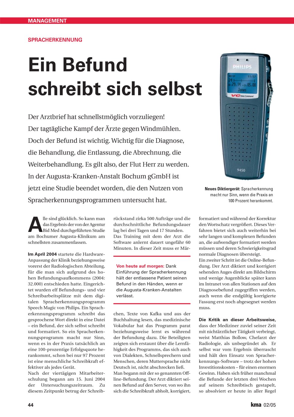 Vorschauseite 1: Ein Befund schreibt sich selbst