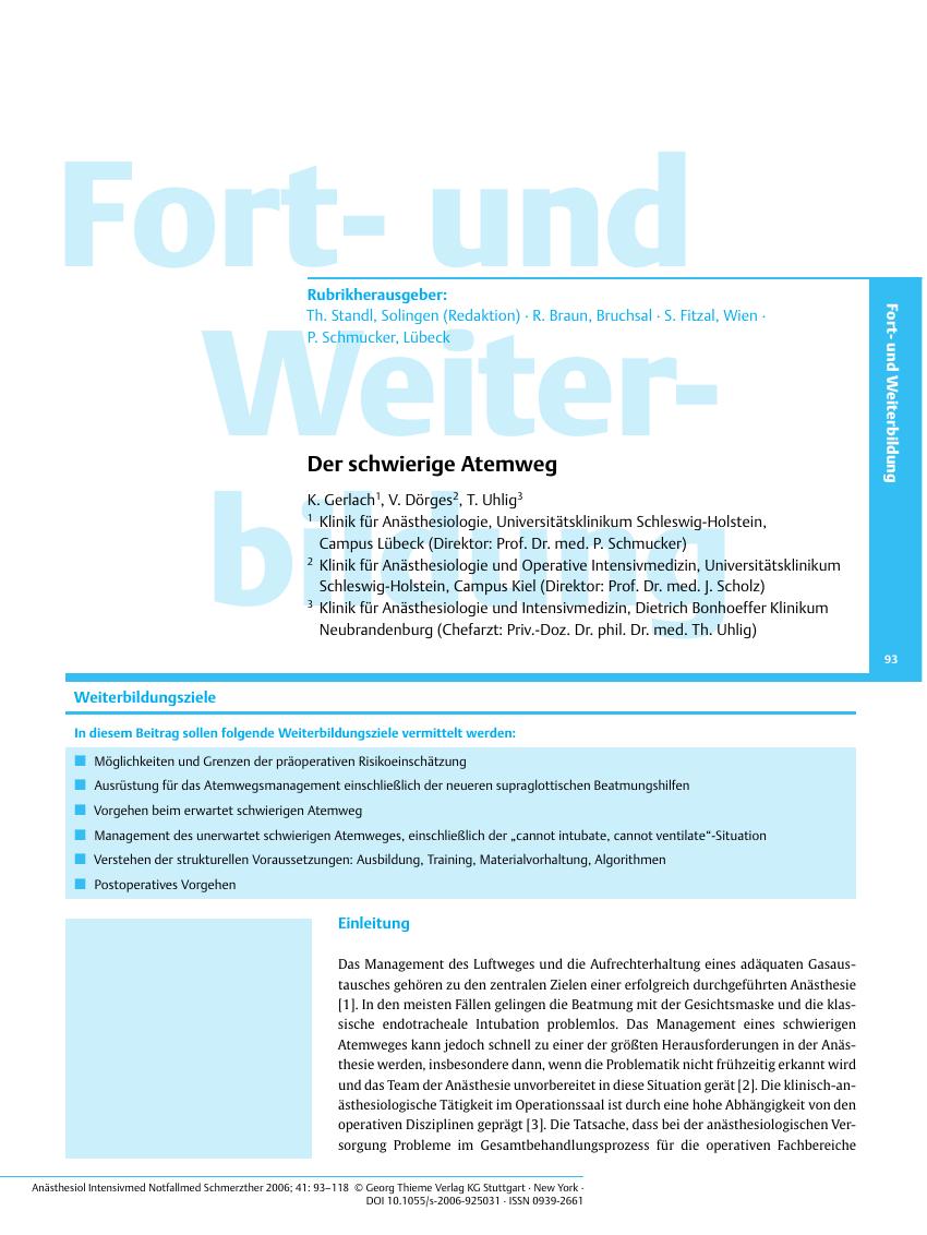 Vorschauseite 1: Der schwierige Atemweg