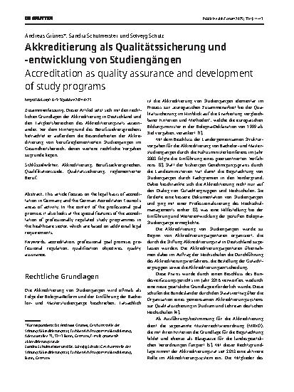 Vorschauseite 1: Akkreditierung als Qualitätssicherung und -entwicklung von Studiengängen