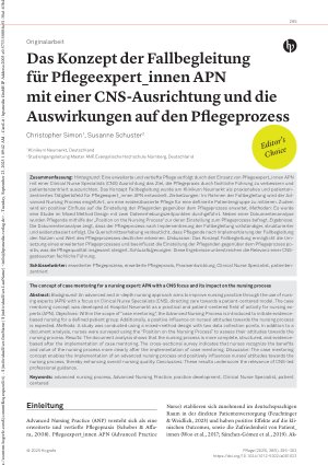 Vorschauseite 1: Das Konzept der Fallbegleitung für Pflegeexpert_innen APN mit einer CNS-Ausrichtung und die Auswirkungen auf den Pflegeprozess