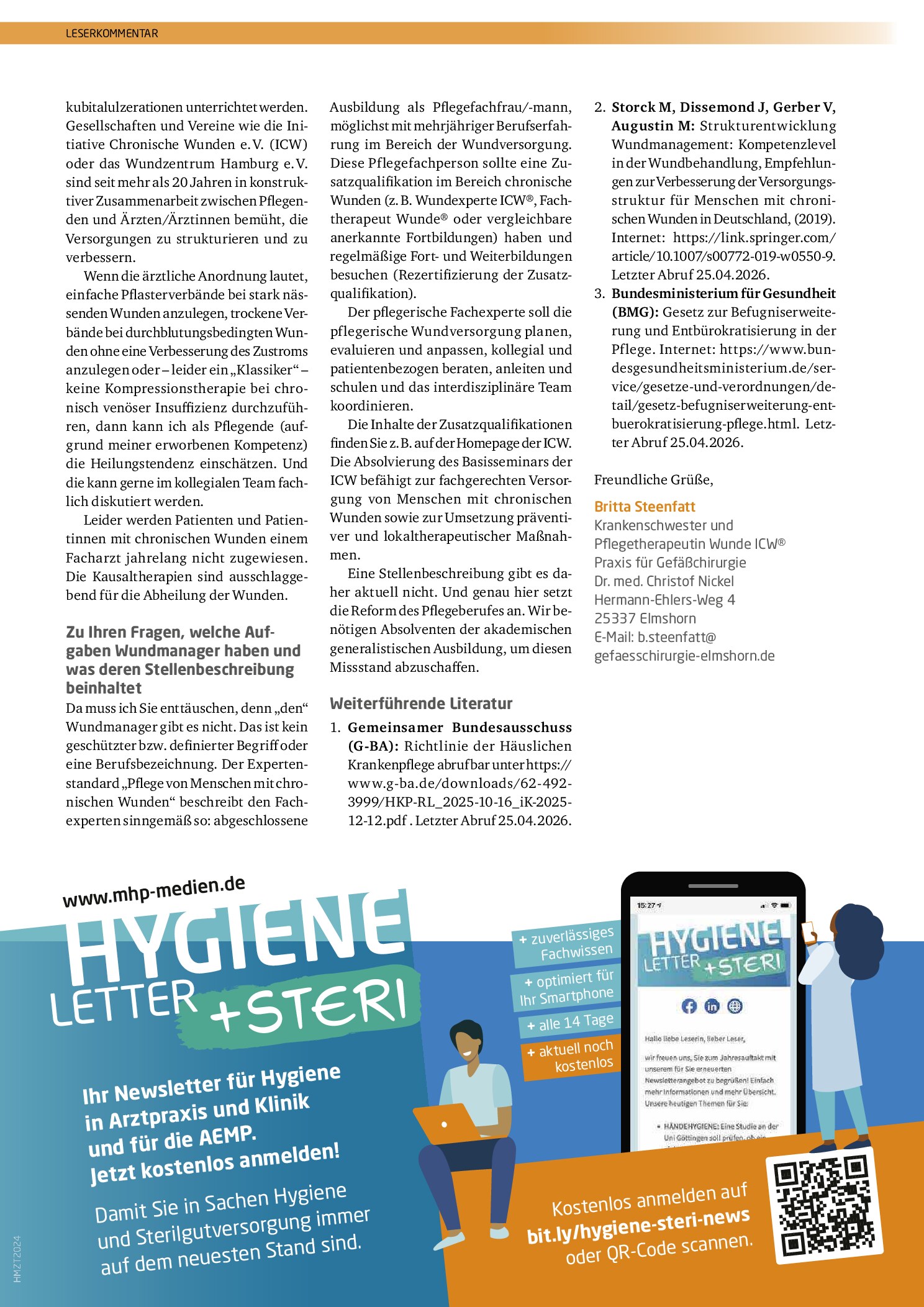 Vorschauseite 2: Leserkommentar: Antwort auf den Leserkommentar in der Ausgabe 2/2026, Seite 110