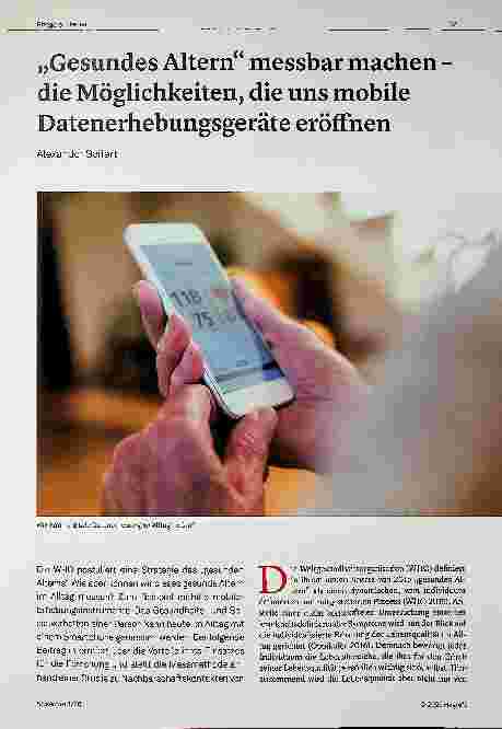 Vorschauseite 1: „Gesundes Altern“ messbar machen - die Möglichkeiten, die uns mobile Datenerhebungsgeräte eröffnen